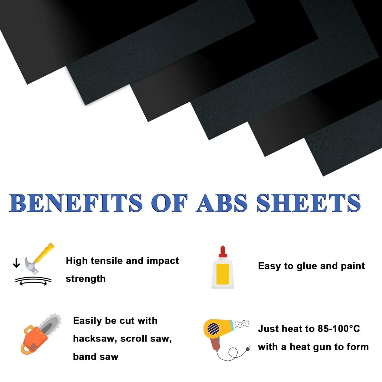 Paidu ABS Plastic Sheet 12" x 16" x 0.06" 6 Pack Moldable Plastic Sheets High Tensile and Impact Strength Plastic Great for DIY Projects Decor