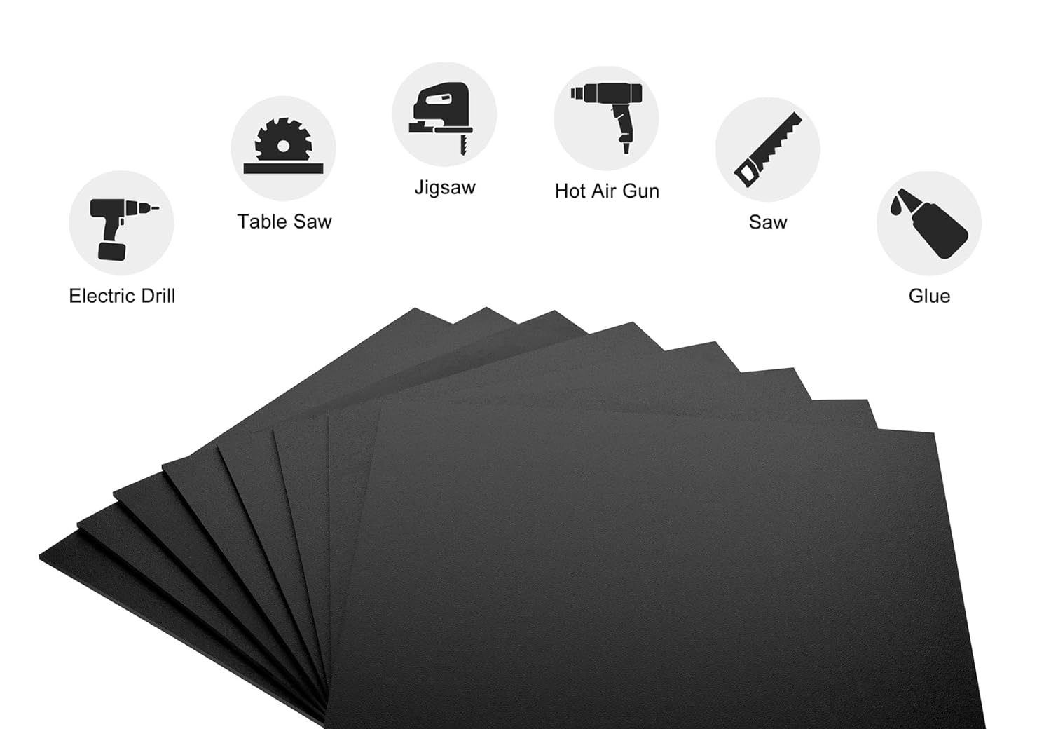 Paidu ABS Plastic Sheet 12" x 16" x 1/8" Thick 3mm Black Rigid Thermoplastic Sheet Moldable Plastic Panel for Crafts DIY Projects Textured & Smooth Finish Pack of 2