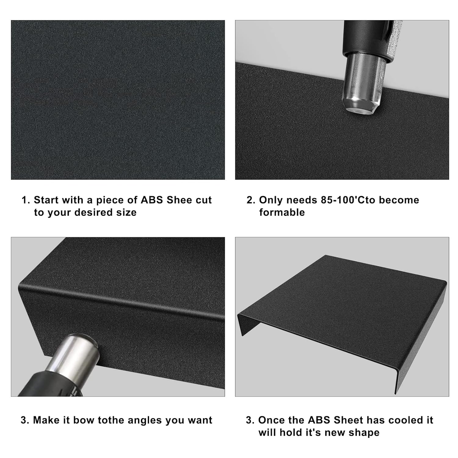 Paidu 6 Pack Black ABS Plastic Sheet 12" x 16" x 0.06" Great for DIY Projects High Tensile and Impact Strength Plastic Smooth & Textured