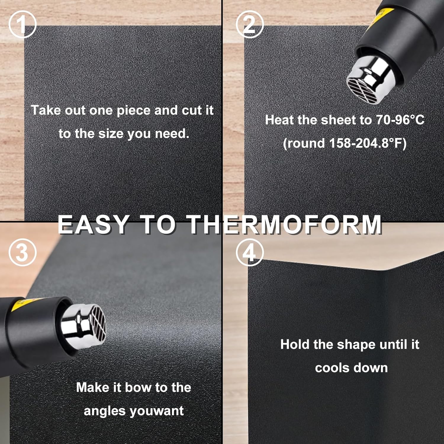 Paidu Black ABS Plastic Sheet 12" x 36"x 0.06" Flexible Moldable Impact Strength and High Tensile 1/16" Thick 1.5mm Abs Sheet Moldable Plastic DIY Materials for Home Decor and Handicrafts 6 Pack